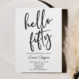 ハロー50歳ミニマルのエレガント誕生日パーティー 招待状