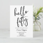 ハロー50歳ミニマルのエレガント誕生日パーティー 招待状 (スタンド正面)