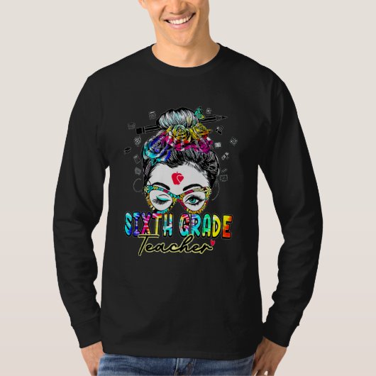 ハロー6年生お団子ヘアガールズタイダイキュートバック Tシャツ (正面)