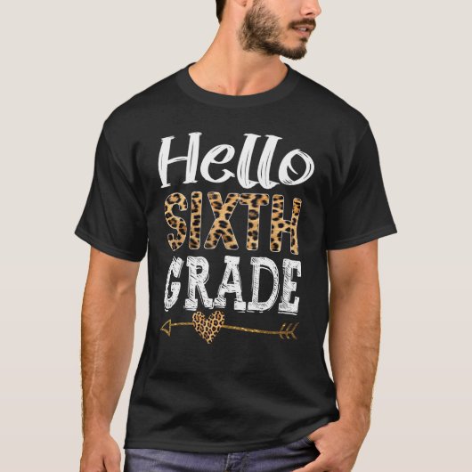 ハロー6年生レオパード分隊新学期教え Tシャツ (正面)