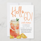 ハロー60おもしろいオレンジ誕生日 招待状 (正面)