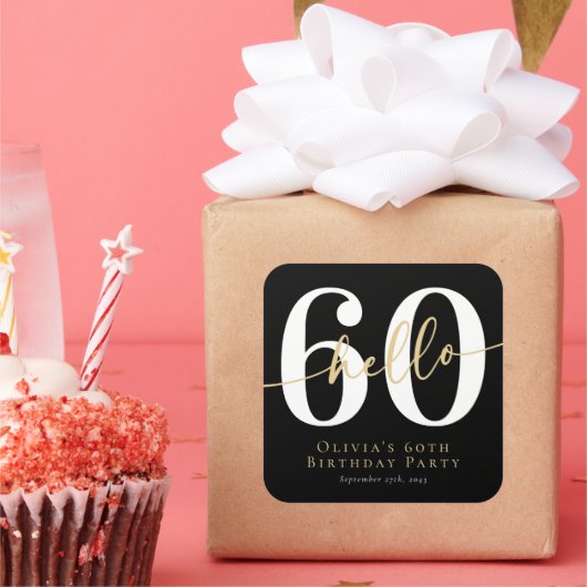 ハロー60歳60歳の誕生日パーティー スクエアシール (パーティー)