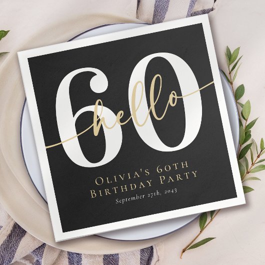 ハロー60歳60歳の誕生日パーティー スタンダードカクテルナプキン