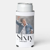 ハロー60白黒モダンユニークタイポグラフィ スリム缶クーラー (Seltzer正面)