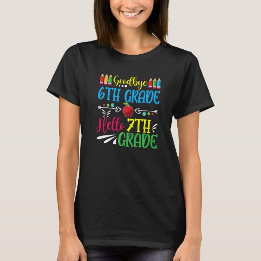 ハロー7年生先生学生新学期グラ Tシャツ (正面)