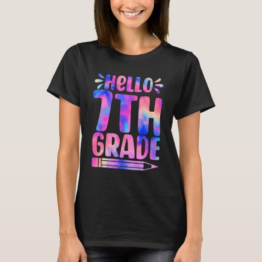 ハロー7年生絞り染め初日新学期 Tシャツ (正面)