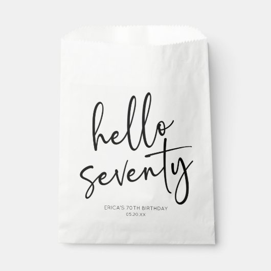 ハロー70ミニマリスト70th誕生日パーティー フェイバーバッグ (正面)