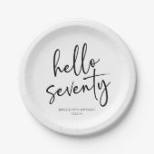 ハロー70ミニマリスト70th誕生日パーティー ペーパープレート (正面)
