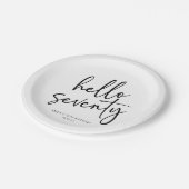 ハロー70ミニマリスト70th誕生日パーティー ペーパープレート (アングル)