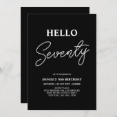 ハロー70 |ブラックモダン70thバースデーパーティー 招待状 (正面/裏面)