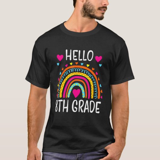 ハロー8年生チームスクワッドクルー新学期ティー Tシャツ (正面)