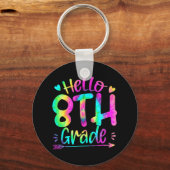 ハロー8年生チーム絞り染め新学期ティーシュ キーホルダー (正面)