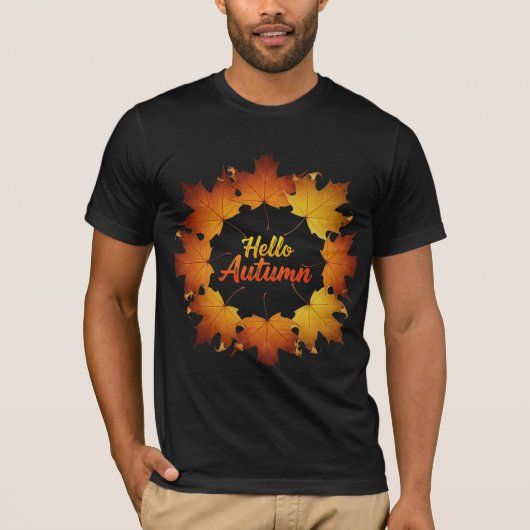 ハロー・オータム・メイプルリーフリース Tシャツ (正面)