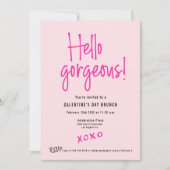 ハロー ゴージャス XOXO ピンク ガレンティーンズデイブランチ 招待状 (正面)