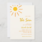 ハロー・サン・ハンドライティング・ボーイ・ベイビーシャワー 招待状 (正面)