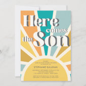 ハロー・サン レトロ ベイビー シャワー 招待状 (正面)