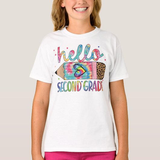 ハロー セカンドグレード コケット リボン 先生 ガール Tシャツ (正面)