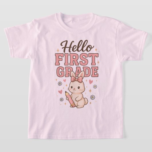 ハロー・セカンド・グレード・コケット・リボン・先生・女子 Tシャツ (レイダウン)