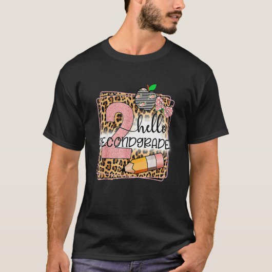 ハロー・セカンド・グレード・ヒョウ柄 2年生の Tシャツ (正面)