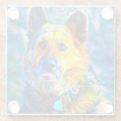 ハロー：ドイツの羊飼いのポートレート ガラスコースター (裏面)