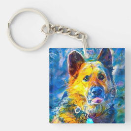 ハロー:ドイツの羊飼いのポートレート キーホルダー