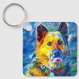 ハロー:ドイツの羊飼いのポートレート キーホルダー