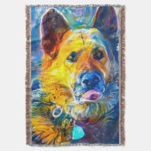 ハロー：ドイツの羊飼いのポートレート スローブランケット (正面縦)