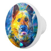 ハロー：ドイツの羊飼いのポートレート セラミックノブ (右)