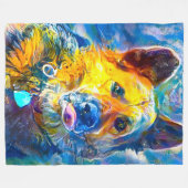 ハロー：ドイツの羊飼いのポートレート フリースブランケット (正面(横))