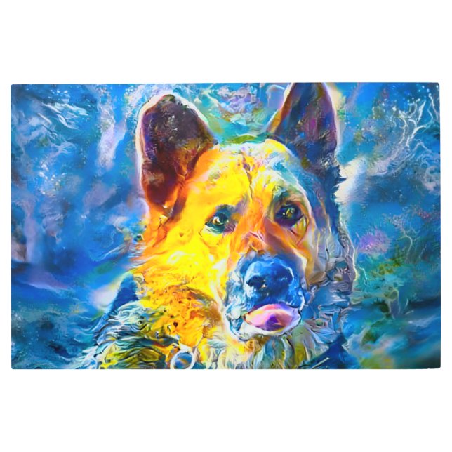 ハロー：ドイツの羊飼いのポートレート メタルプリント (正面)