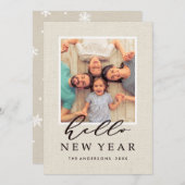 ハロー・ニューイヤー・素朴バフェイクーラップのテクスチャ写真 シーズンカード (正面/裏面)