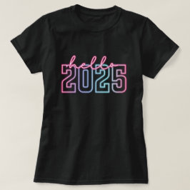 ハロー ニューイヤー 2025 | ネオンハッピー ニューイヤー Tシャツ
