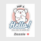 ハロー！ – ハッピーホワイトドッグ漫画デザイン シール (シート)