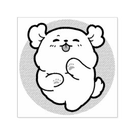 ハロー! – ハッピーホワイトドッグ漫画デザイン セルフインキングスタンプ
