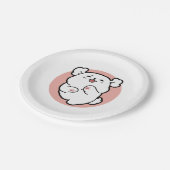 ハロー！ – ハッピーホワイトドッグ漫画デザイン ペーパープレート (アングル)