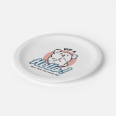 ハロー！ – ハッピーホワイトドッグ漫画デザイン ペーパープレート (アングル)