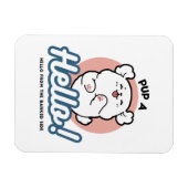 ハロー！ – ハッピーホワイトドッグ漫画デザイン マグネット (横)