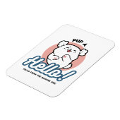 ハロー！ – ハッピーホワイトドッグ漫画デザイン マグネット (左側)