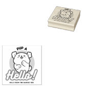 ハロー！ – ハッピーホワイトドッグ漫画デザイン ラバースタンプ (押印)