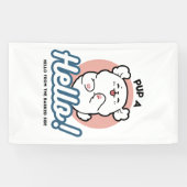 ハロー! – ハッピーホワイトドッグ漫画デザイン 横断幕 (横)