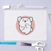 ハロー！ – ハッピーホワイトドッグ漫画デザイン 薄葉紙 (クラフト)