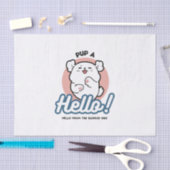 ハロー! – ハッピーホワイトドッグ漫画デザイン 薄葉紙 (クラフト)