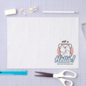 ハロー！ – ハッピーホワイトドッグ漫画デザイン 薄葉紙 (クラフト)