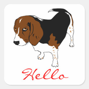 ハロー ビーグル パピー 犬 グリーティング ステッカー