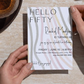 ハロー フィフティ シンプル ソフト ウェーブ バースデー インビテーション