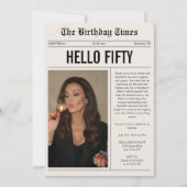 ハロー・フィフティ・フォト・新聞 50歳の誕生日 招待状 (正面)