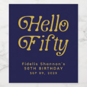 ハロー・フィフティ・レトロ 50歳の誕生日パーティー ワインラベル (シングルラベル)