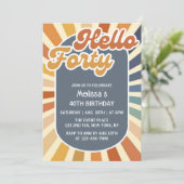 ハロー フォーティ レトロ サン グルービー ウェーブ バースデー 招待状 (スタンド正面)