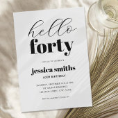 ハロー フォーティ 現代的なモノクロ 40歳の誕生日 招待状