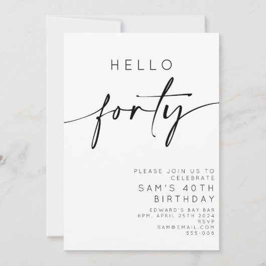 ハロー フォーティ 40歳の誕生日 招待状 (正面)